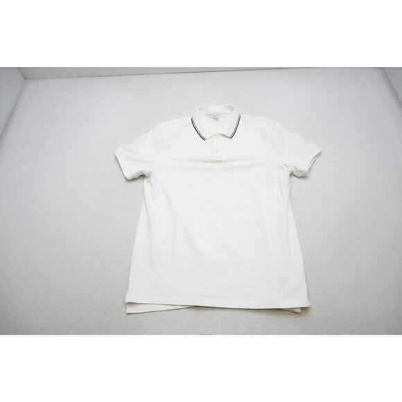 J Crew Flex Pique Polo Shirt Short Sleeve White Casual Prep Mens Size Large - Picture 5 of 9